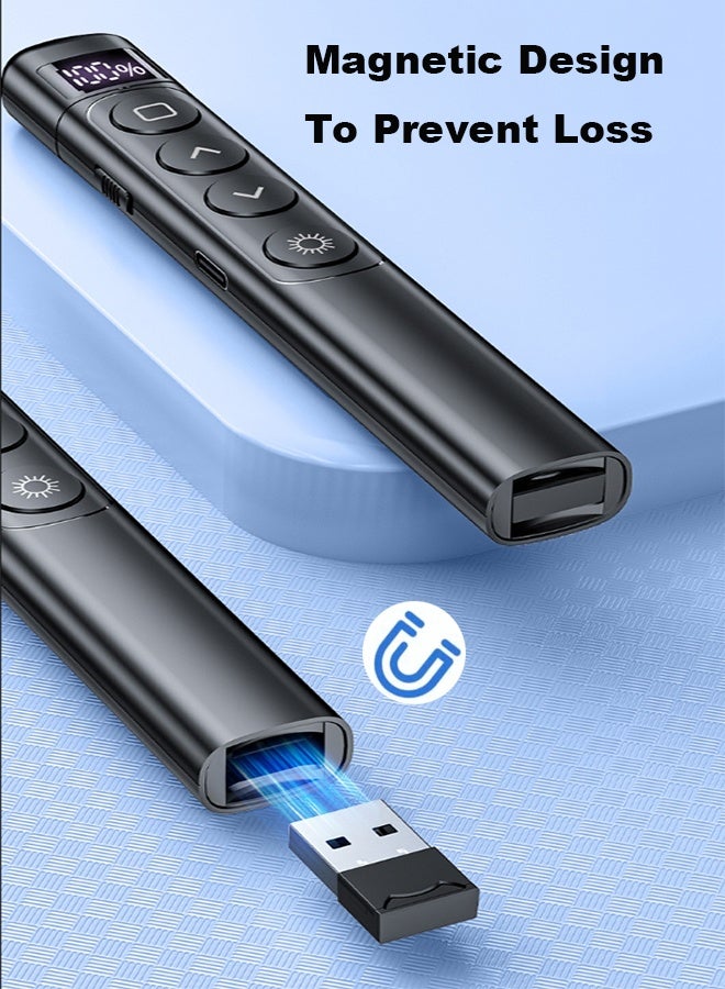 بكومور جهاز تحكم لاسلكي للعرض التقديمي مزود ببطارية ليثيوم مدمجة وشاشة عرض لمستوى البطارية، وجهاز تحكم عن بعد للعروض التقديمية بتردد 2.4 جيجاهرتز لبرامج PowerPoint/PPT/Keynote، ووظيفة توصيل وتشغيل USB لتحريك الشرائح، والتحكم في الارتباطات التشعبية ومستوى الصوت، ومتوافق مع أجهزة Mac/PC - Image 5